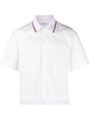 Thom Browne Short-sleeve Polo Shirt With Striped Accents In White