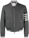 Thom Browne Grey Bomber Jacket With Signature 4bar Stripe In Wool Man In Grey