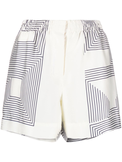 Low Classic Striped Satin Shorts In White