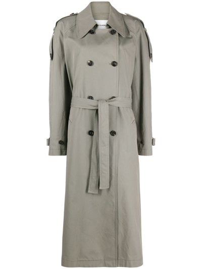 Low Classic Cotton-blend Canvas Trench Coat In Green