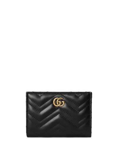 Gucci Black Gg Marmont Leather Bi-fold Wallet