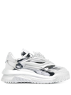 VERSACE SILVER ODISSEA LAMINATED-LEATHER SNEAKERS