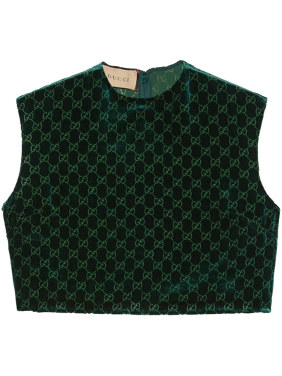 Gucci Gg Velvet Top In Green