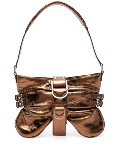 Blumarine Large Butterfly Shoulder Bag In Brown