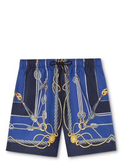 Versace Nautical 印花泳裤 In Blue