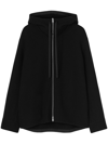 JIL SANDER BLACK DRAWSTRING HOODED JACKET