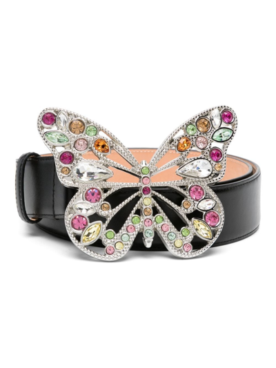 Blumarine Butterfly-buckle Leather Belt In Black