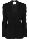 BLUMARINE BLACK BUCKLE-EMBELLISHED SINGLE-BREASTED BLAZER