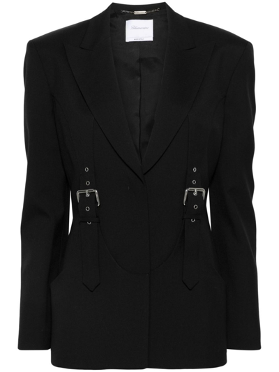 Blumarine Black Buckle-embellished Single-breasted Blazer