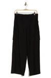Ellen Tracy Wide Leg Linen Blend Cargo Pants In Black