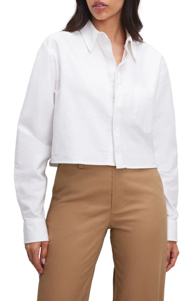 Good American Oxford Crop Shirt In White001