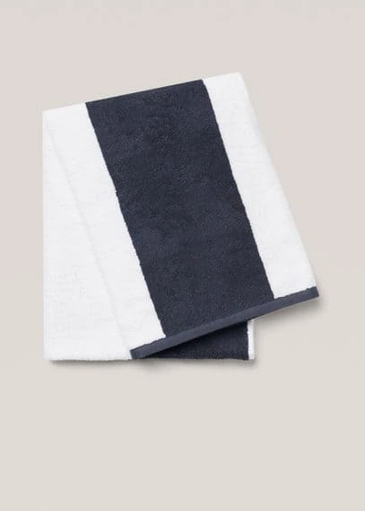 Mango Home 100% Cotton Striped Beach Towel 100x180cm Dark Navy In Blue