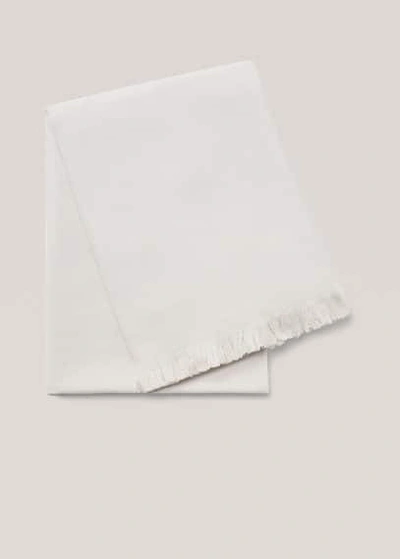 Mango Home Fringe Cotton Beach Towel 100x180cm Ecru In White