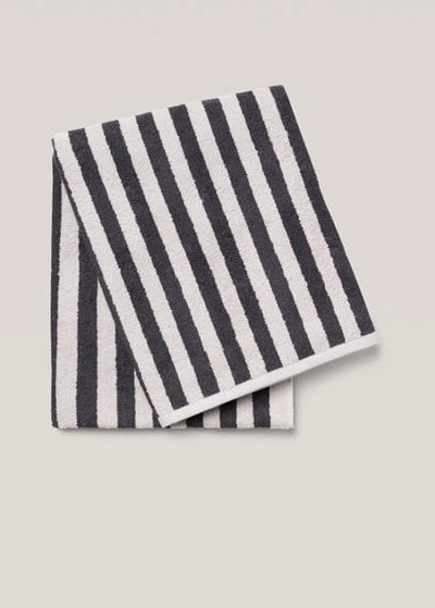 Mango Home 100% Cotton Striped Beach Towel 100x180cm Charcoal In Grey