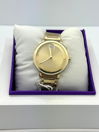 Pre-owned Movado Bold Evolution 2.0 34mm Watch With Gold Dial 3601106