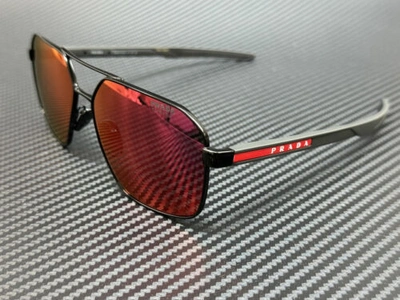 Pre-owned Prada Linea Rossa Ps 55ws 1bo10a Matte Black Mirror Orange 50 Mm Sunglasses In Gray