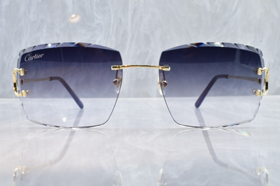 Pre-owned Cartier Rimless Diamond Cut Sunglasses Glasses Big C Decor Ct0092o Piccadilly