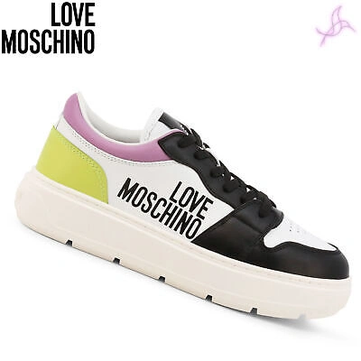 Pre-owned Moschino Sneakers Love  Ja15274g1giab Woman White 135838 Shoes Original Outlet