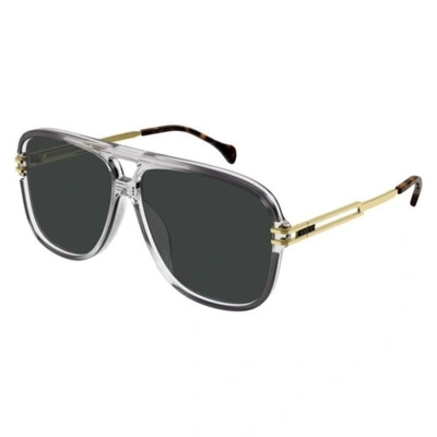 Pre-owned Gucci Gg1105s 001 Gray Gold/gray 63-12-145 Sunglasses