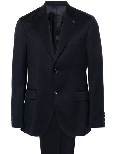 Lardini Single-breasted Wool Suit In Blue