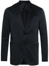 Lardini Navy Blue Stretch-cotton Single-breasted Blazer In Blu