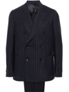 LARDINI PINSTRIPED DOUBLE-BREASTED WOOL SUIT