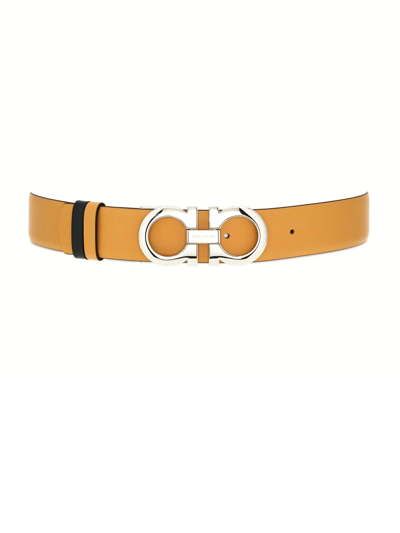 Ferragamo Gancini-buckle Reversible Leather Belt In Neutrals