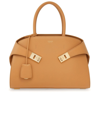 Ferragamo Small Leather Tote Bag In Beige