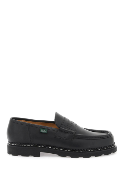 Paraboot Leather Reims Penny Loafers In Black