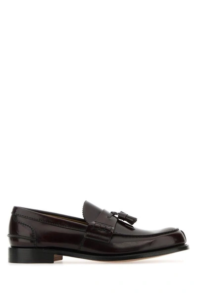 Church's Man Burgundy Leather Tiverton Loafers In Red