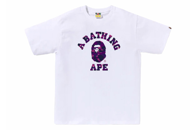 Pre-owned Bape Color Camo College Tee (ss24) White/purple