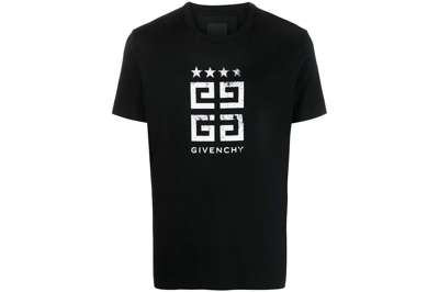 Pre-owned Givenchy Slim Fit Logo Star T-shirt Black/white