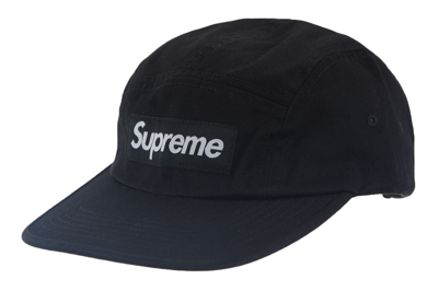 Pre-owned Supreme Washed Chino Twill Camp Cap Ss24 Black