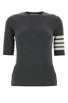 Thom Browne Striped Detail Shortsleeved Jumper In Gray