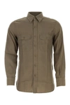 TOM FORD TOM FORD MAN ARMY GREEN CUPRO BLEND SHIRT