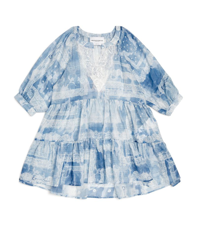 Ermanno Scervino Junior Kids' Lace-detail Tiered Dress (4-14 Years) In Blue