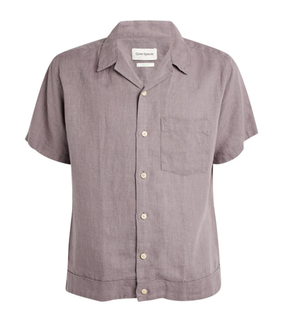 Oliver Spencer Linen Cuban Shirt In Purple
