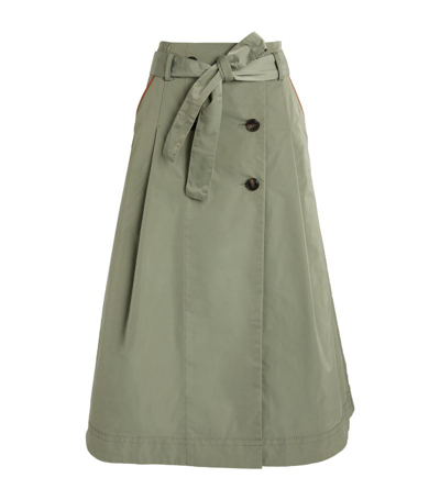 Max & Co Flared Pleated Midi Skirt In Green