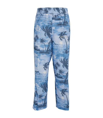 Palm Angels Sunset Linen Blend Track Trousers In Indigo Blue