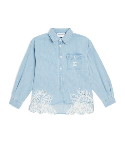 Ermanno Scervino Junior Kids' Denim Embroidered Shirt (4-12+ Years) In Blue