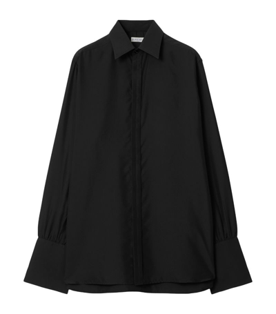 Burberry Long-sleeve Silk Shirt In Black