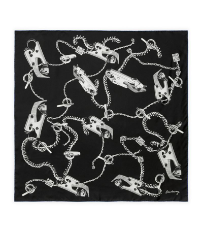 Burberry Knight Hardware-print Scarf In Silver