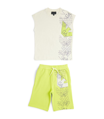 Emporio Armani Kids' Cotton Logo T-shirt And Shorts Set (4-16 Years) In Multi