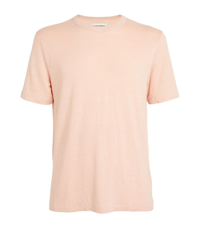 Officine Generale Stretch-linen T-shirt In Pink