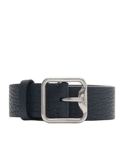 Burberry Grained Leather B-buckle Belt In Black