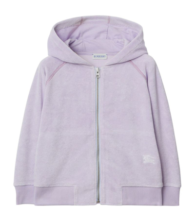Burberry Kids'  Childrens Cotton Blend Towelling Zip Hoodie In Muted Lilac