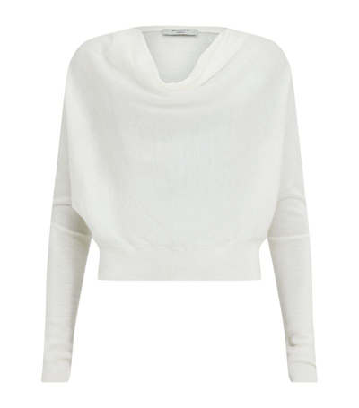 Allsaints Ridley Cropped Wool Sweater In Chalk White