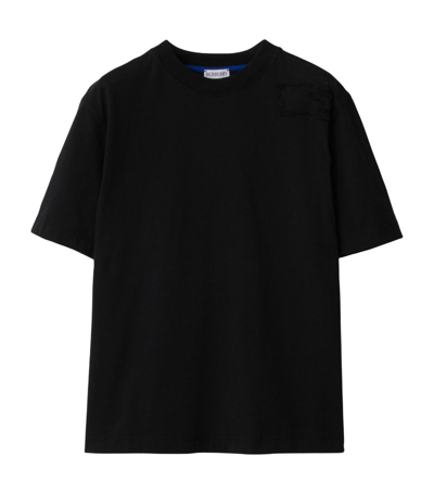 Burberry Cotton Embroidered-ekd T-shirt In Black