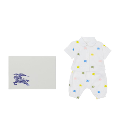 Burberry Cotton Ekd Shirt And Leggings Set (1-18 Months) In White