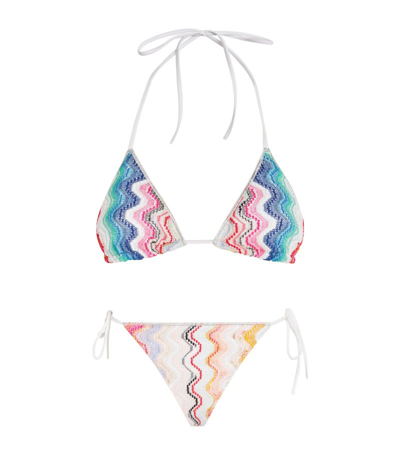 Missoni Gestrickter Wave Bikini In Silber